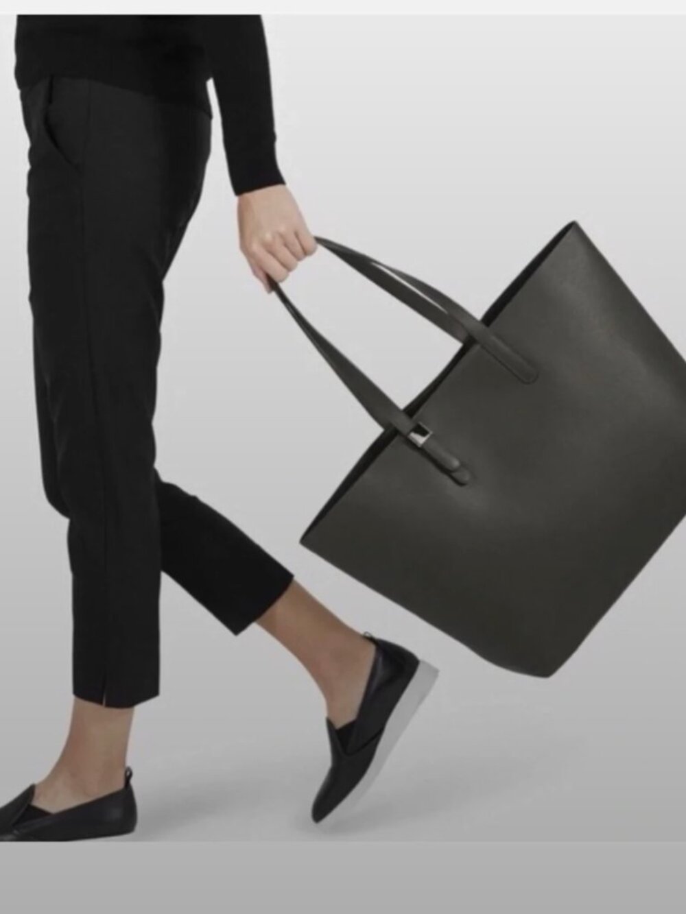 DISCOUNTED Everlane Luxe Italian PETRA Leather-TOTE BAG-Dark Brown-Looks BLACK